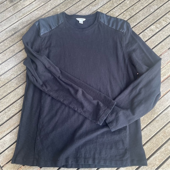 Calvin Klein 100% cotton Men's Contrast Shoulder Black Long Sleeve Sweater - M - Picture 6 of 8
